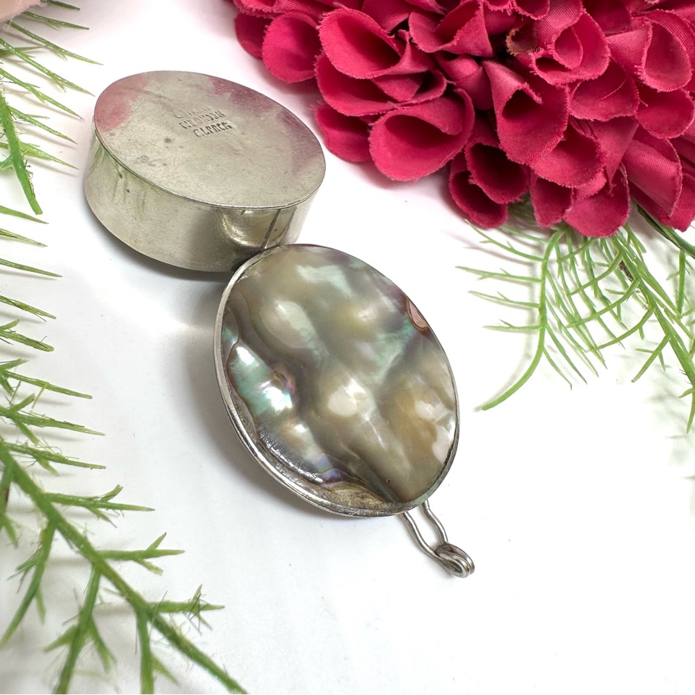 VINTAGE⚜️ Abalone Alpaca Made In Mexico Mini Pill Box - Picture 11 of 15